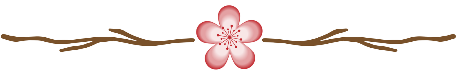 Divider with tree branches and a cherry blossom